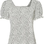 Crêpe shirt met pofmouwen