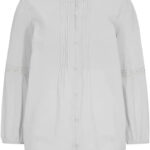 Katoenen blouse met kant en mouw