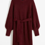 Gebreide jurk met ballonmouwen