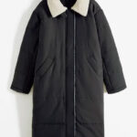 Lange jas met teddy en gerecycled polyester