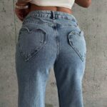 Mid Waist Straight Heart Jean