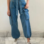 CARGO BROEK MET RIEM EN  ELASTISCHE BEENRIEM